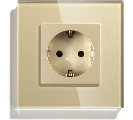 Изображение товара Розетка Vell золотая, электрическая, 1 пост, стеклянная рамка 1369742