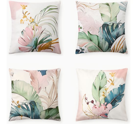 Изображение товара Чехол на подушку Этель Тропики 4 шт, 40х40 см, велюр 100% полиэстер 10648558