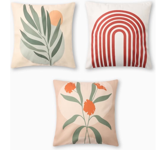 Изображение товара Чехол на подушку Этель Hola 3 шт, 40х40 см, велюр 100% полиэстер 10648561