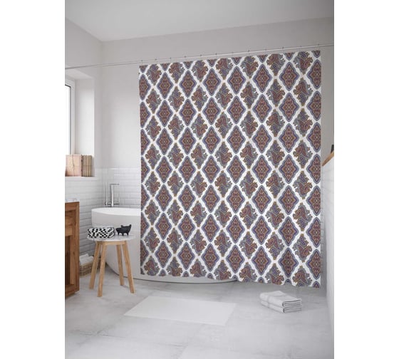 Изображение товара Штора (занавеска) для ванной JoyArty "Строгие мысли" из сатена, 180х200 см с крючками, sc_23218