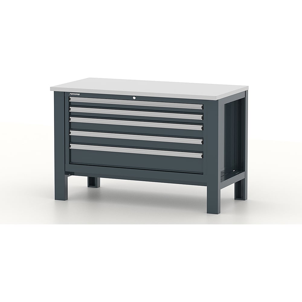 Изображение товара Верстак Ferrum Premium 1310x650x850 мм с оцинкованной столешницей и тумбой с ящиками