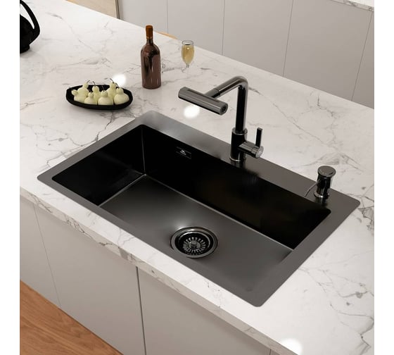 Изображение товара Кухонная мойка из нержавеющей стали FASHUN PROFI, 680х450 мм 29M Комплект AS6845-17