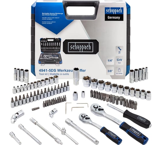 Изображение товара Набор инструментов Scheppach 1/4", 3/8" 94 предмета Sch-4941-5DS(60770)
