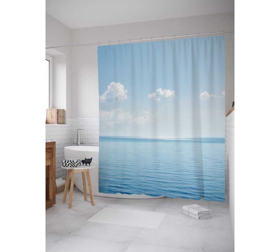 Изображение товара Штора (занавеска) для ванной JoyArty "Морские песни" из сатена, 180х200 см с крючками, sc_13961