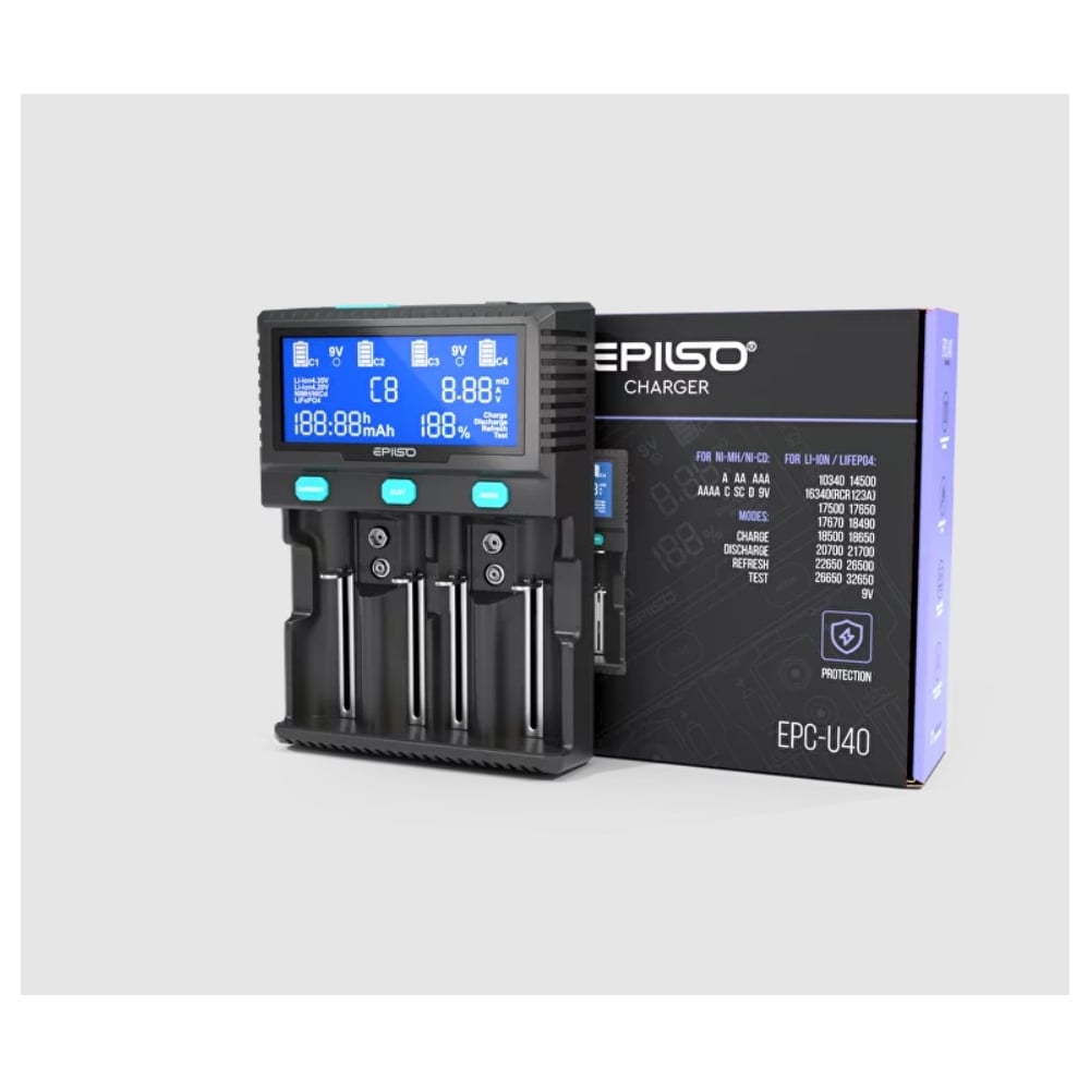 Изображение товара Зарядное устройство Epilso EPC-U40 для аккумуляторов 6 каналов ЖК дисплей