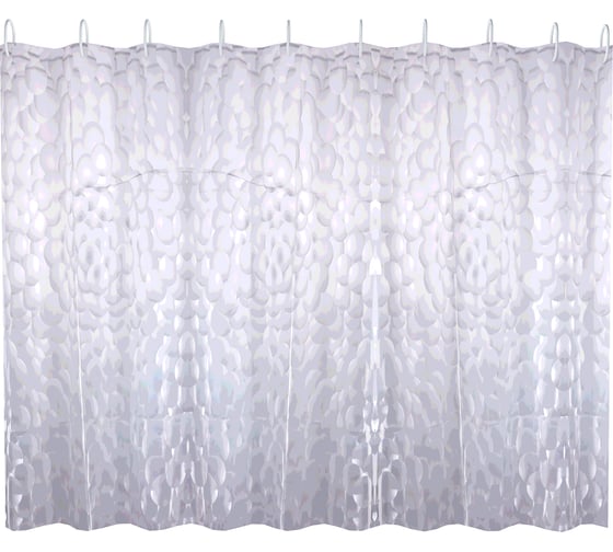 Изображение товара Шторка для ванны FASHUN с 3D эффектом и набором пластиковых колец для подвеса A8758