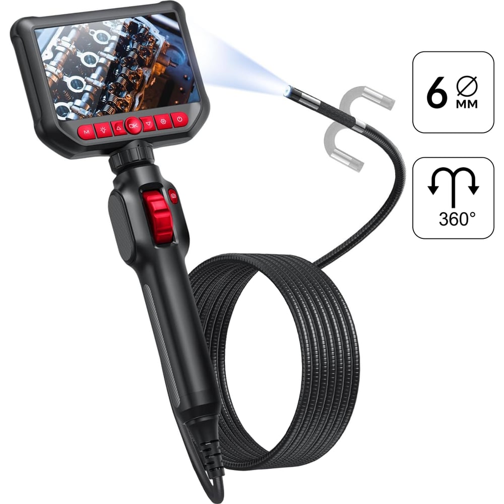 Изображение товара Видеоэндоскоп управляемый iCarTool 4.3 дюйма 1920x1080 6мм зонд