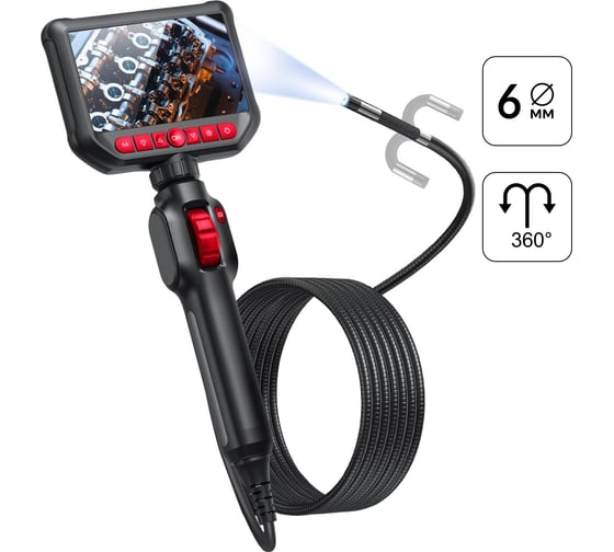 Изображение товара Видеоэндоскоп управляемый iCarTool экран 4.3, 2Мп, 1920x1080, 1.5м, зонд 6мм, 360 IC-VC156