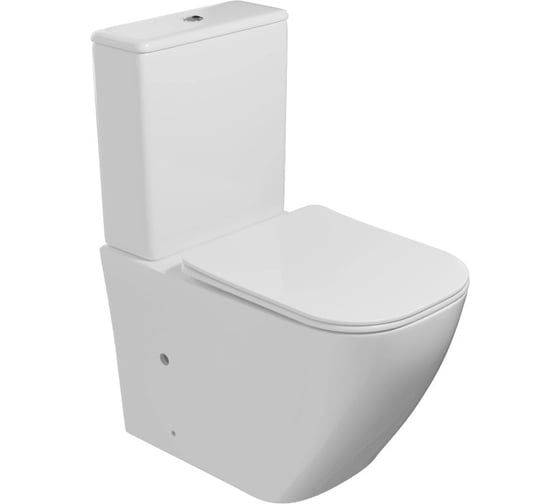 Изображение товара Унитаз-компакт WAVE QUADRO безободковый, гориз, нижн, 2-кн.арм, сид. дюро, м/л, быстр, белый глянец 552974