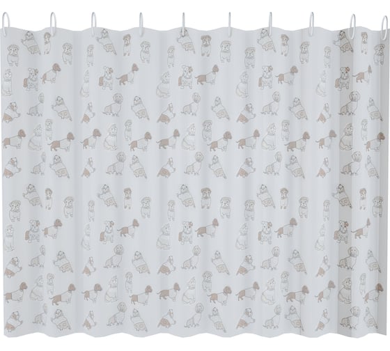 Изображение товара Шторка для ванны FASHUN с набором пластиковых колец для подвеса A8826