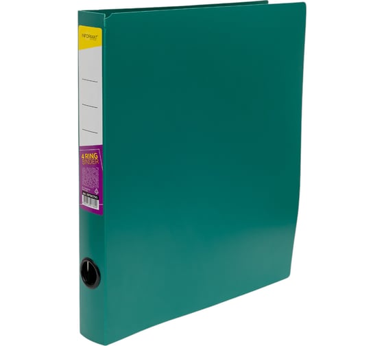 Изображение товара Папка INFORMAT с кольцами, А4, 4 кольца, 700 мкм, 40 мм, зеленая, пластик NP5675G