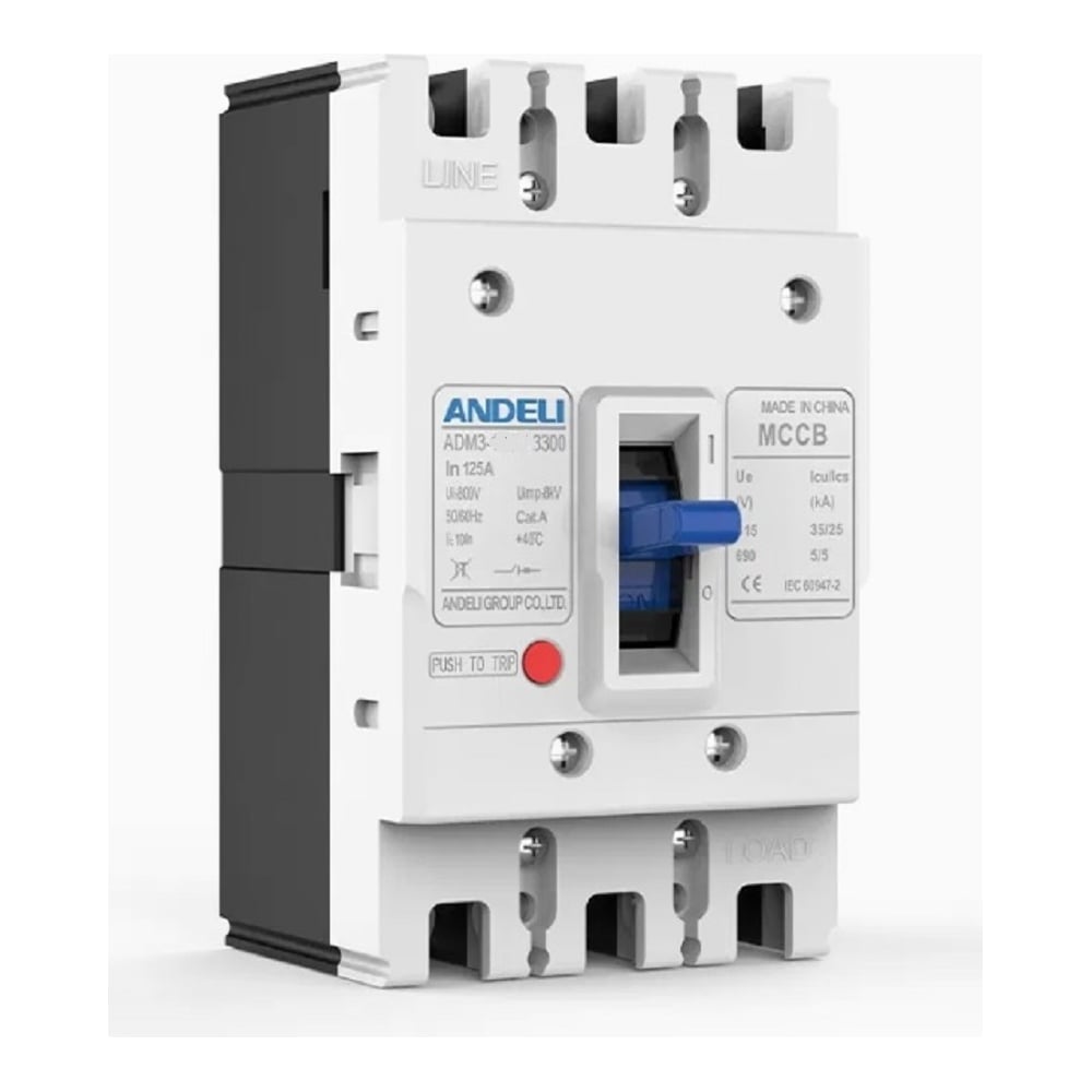 Изображение товара Автоматический выключатель ANDELI ADM3-160L/3P 125А 50кА IP20 монтаж на панель