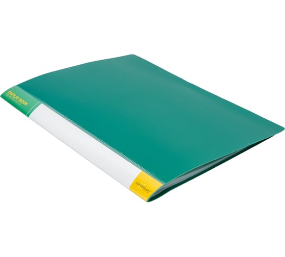 Изображение товара Папка INFORMAT с файлами, А4, 40 файлов, зеленая, пластик, 600 мкм, карман NP0155-40G