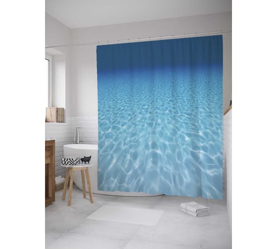 Изображение товара Штора (занавеска) для ванной JoyArty "Водная пустошь" из сатена, 180х200 см с крючками, sc_10279