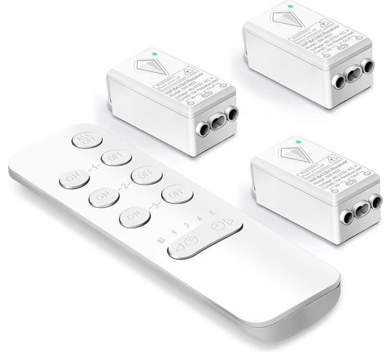 Изображение товара Умный пульт GRITT Practic 3кл. с таймером комплект: 1 пульт, 3 радиореле 1000Вт 21113