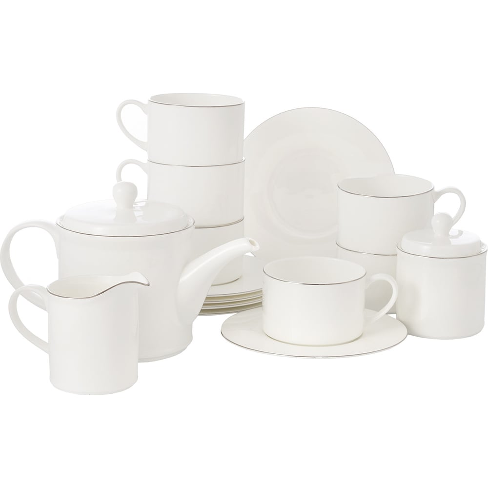 Изображение товара Чайный сервиз Gipfel Platinum 15 предметов для 6 персон с серебристым кантом