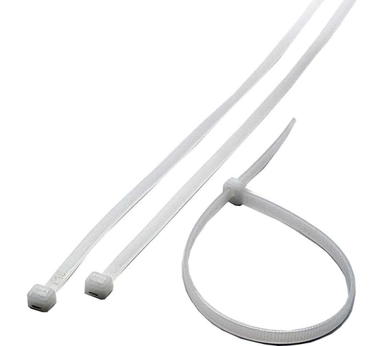 Изображение товара Нейлоновые сверхпрочные стяжки КрепПак 4x250 мм, белые, 100 шт 012.000076