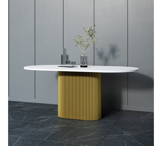 Изображение товара Стол овальный обеденный с металлическим подстольем GENGLASS TRUBIS Wood 180 GGT-03-1-3-О-18090