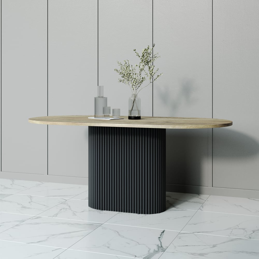 Изображение товара Обеденный овальный стол GENGLASS TRUBIS Wood 180, металл и ЛДСП