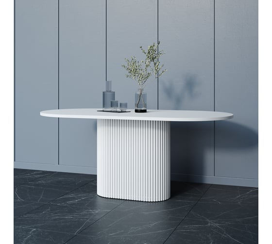 Изображение товара Стол овальный обеденный с металлическим подстольем GENGLASS TRUBIS Wood 180 GGT-03-3-3-О-18090