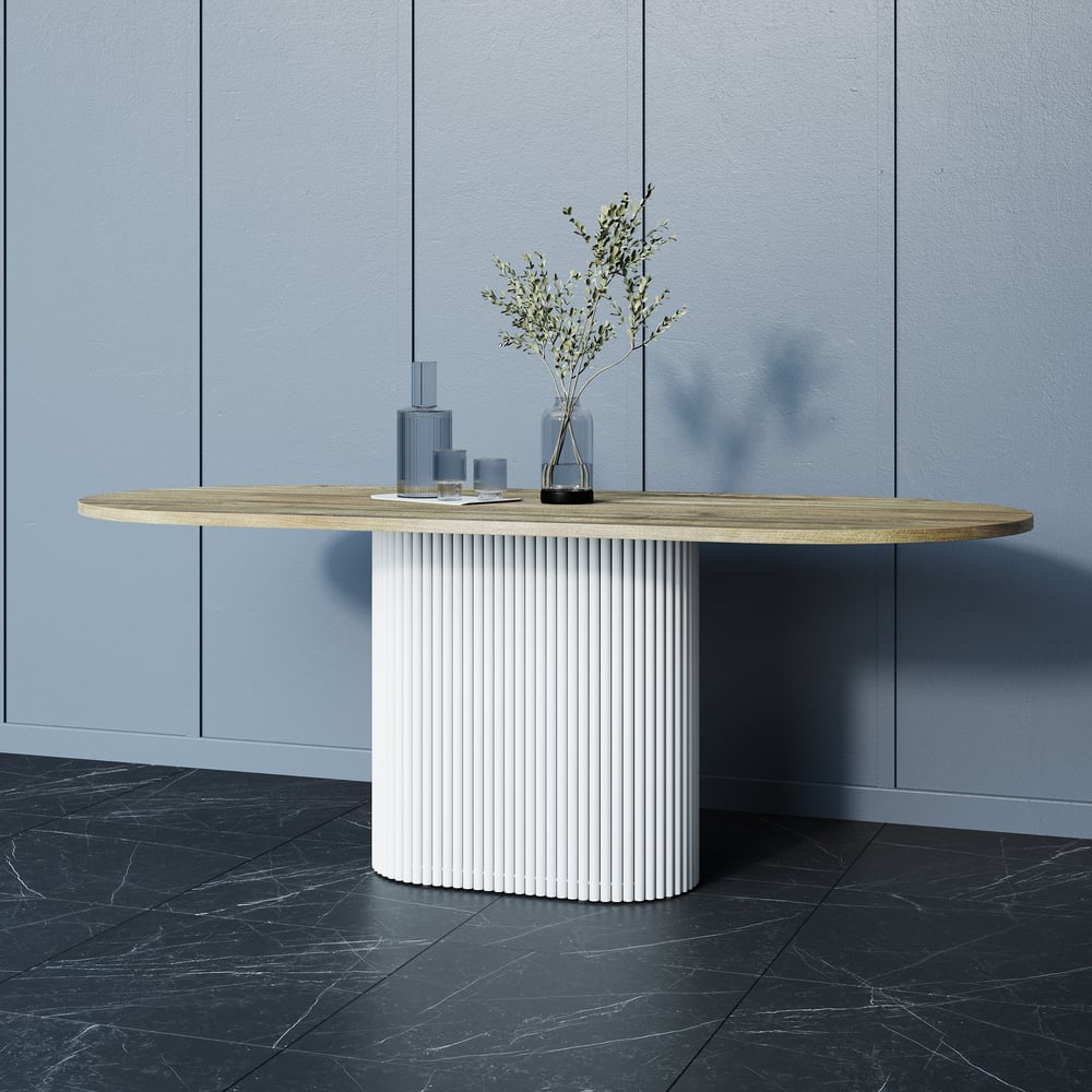 Изображение товара Овальный обеденный стол GENGLASS TRUBIS Wood 200 GGT-03-3-1-О-20090 из ЛДСП и металла