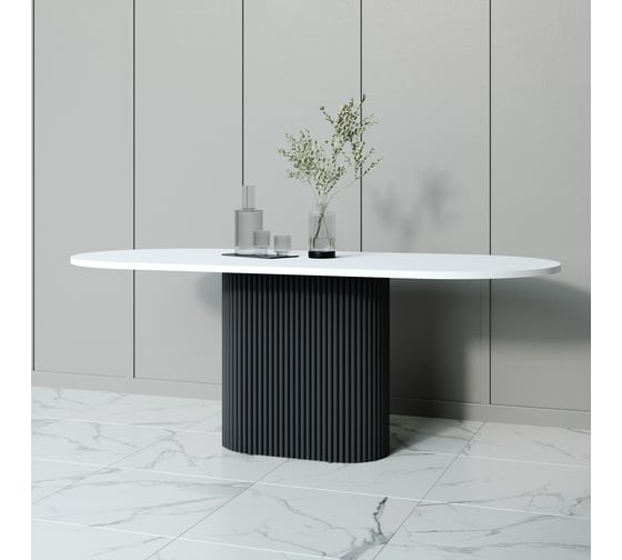 Изображение товара Стол овальный обеденный с металлическим подстольем GENGLASS TRUBIS Wood 200 GGT-03-2-3-О-20090