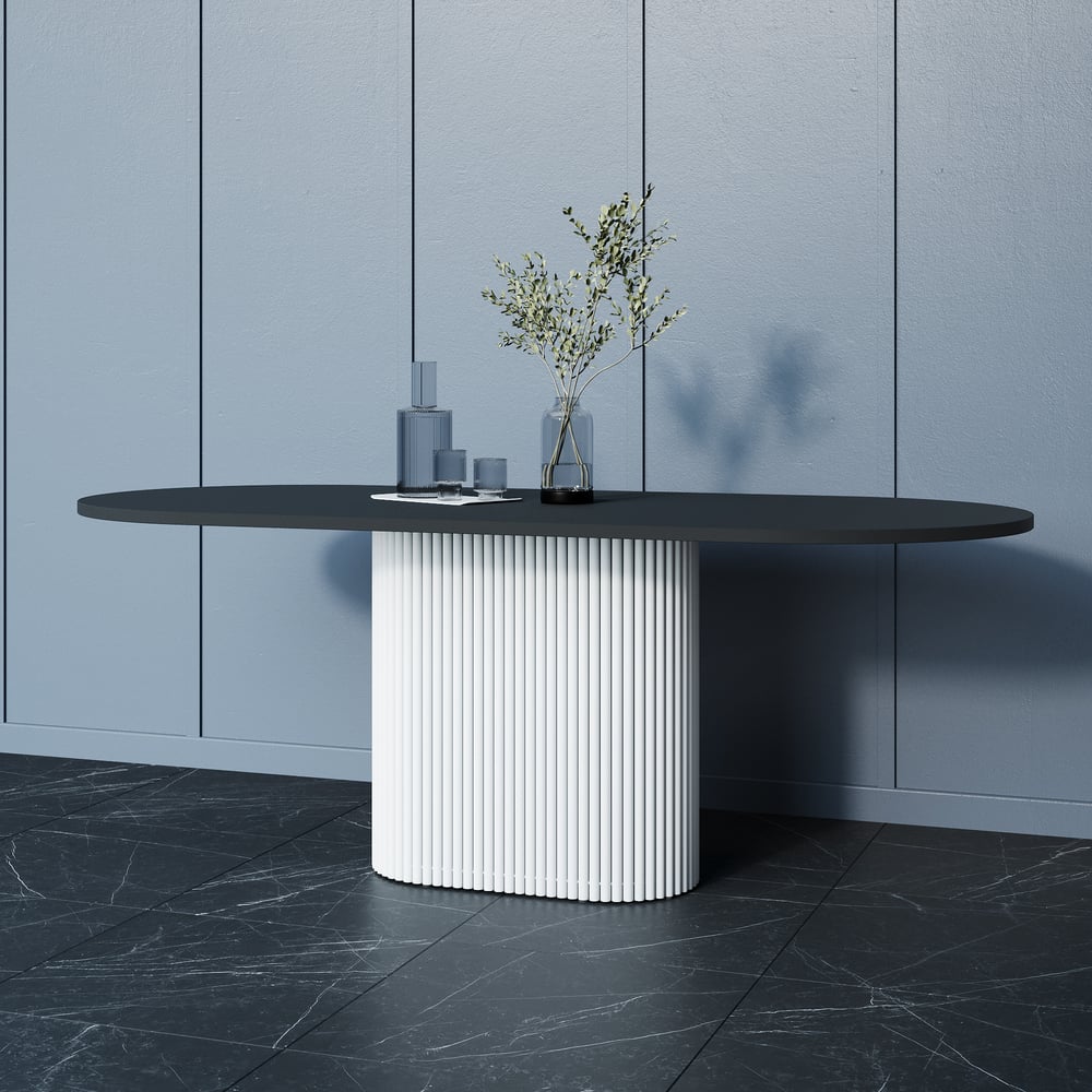 Изображение товара Обеденный овальный стол GENGLASS TRUBIS Wood 200 с металлическим подстольем