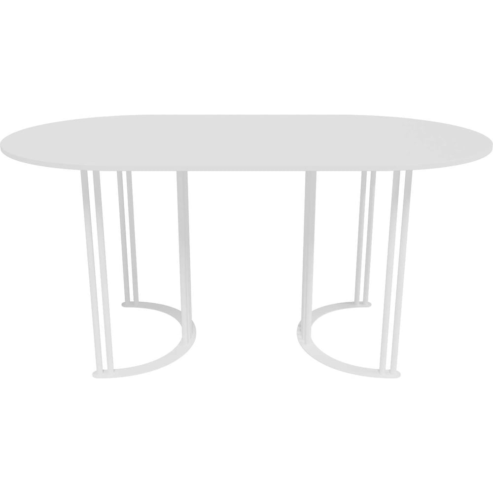 Изображение товара Стол овальный GENGLASS VIOLUR GGT-20-3-3-16090 белый с металлическим подстольем