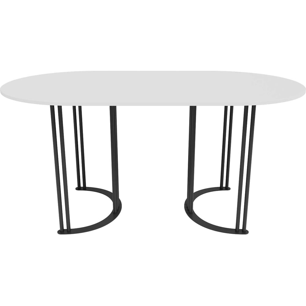Изображение товара Овальный стол с металлическим подстольем и ЛДСП, черный или белый, GENGLASS VIOLUR GGT-20-2-3-16090