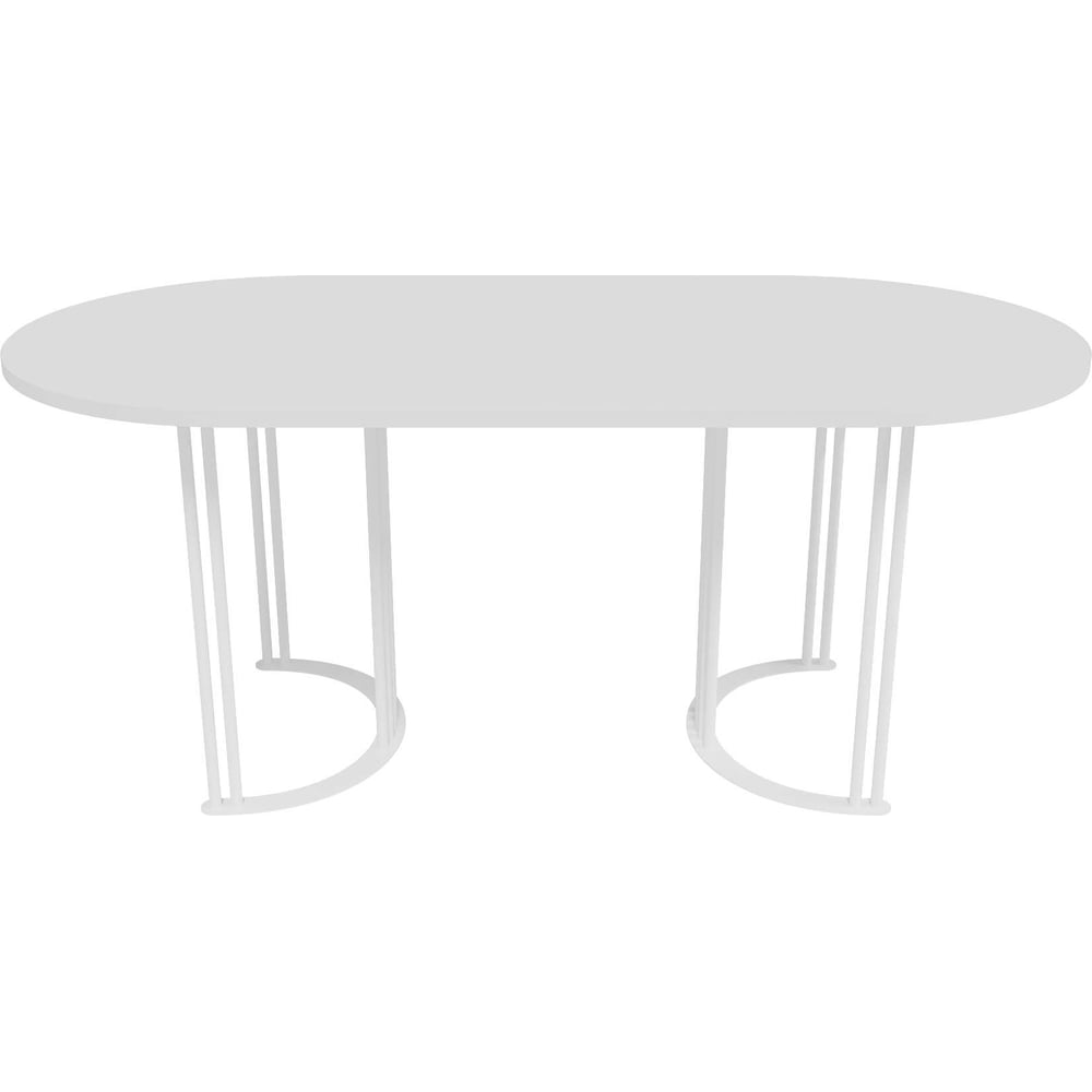 Изображение товара Стол GENGLASS GGT-20-3-3-18090: овальный с металлическим каркасом и ЛДСП, белый Изображение товара Стол GENGLASS GGT-20-3-3-18090: овальный с металлическим каркасом и ЛДСП, белый