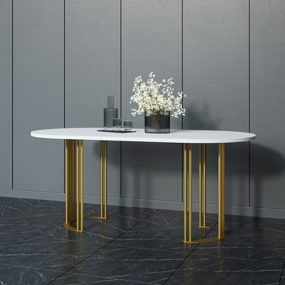 Изображение товара Овальный стол с металлическим подстольем и ЛДСП, современный дизайн