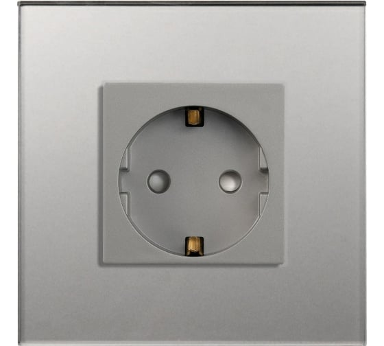 Изображение товара Розетка Vell серая, электрическая, 1 пост, стеклянная рамка 1369743