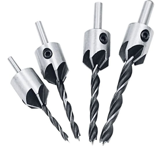 Изображение товара Свёрла с зенкером по дереву Набор 4 шт - 3мм, 4мм, 5мм, 6мм, Vitatools по дереву sverla-s-zenkerom-po-derevu-nabor-5-sht