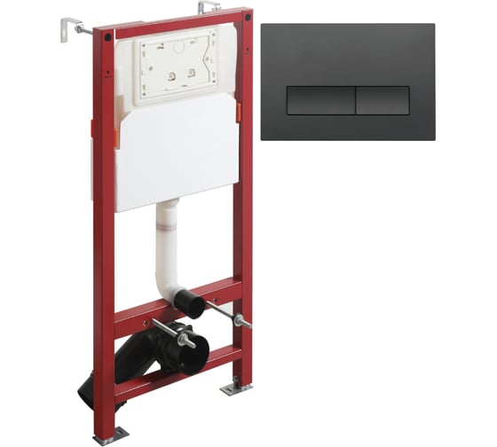 Изображение товара Инсталляция для подвесного унитаза Agger с кнопкой смыва черной ACC500+APB0244