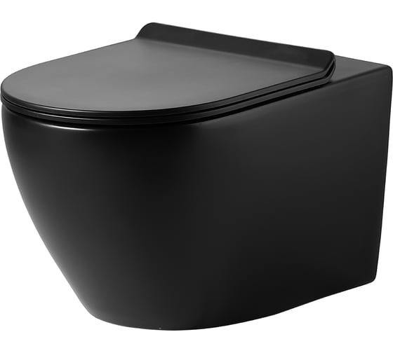 Изображение товара Унитаз подвесной безободковый Agger сиденье с микролифтом, черный AT03144