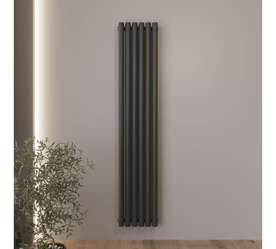 Изображение товара Радиатор Faberg Steelion 1 трубный, 50 мм диаметр, подключение - нижнее-правое, секций - 6, высота - 1800, цвет - RAL9005 FB.702.1.1800.6.7016