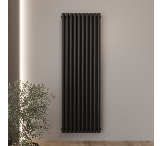 Изображение товара Радиатор Faberg Steelion 1 трубный, 50 мм диаметр, подключение - нижнее-правое, секций - 10, высота - 1800, цвет - RAL9005 FB.702.1.1800.10.7016