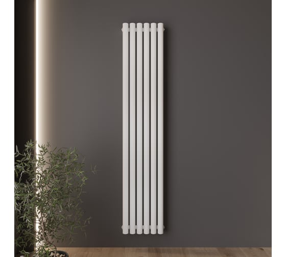 Изображение товара Радиатор Faberg Steelion 1 трубный, 50 мм диаметр, подключение - нижнее-правое, секций - 6, высота - 1800, цвет - RAL9016 FB.702.1.1800.6.9016