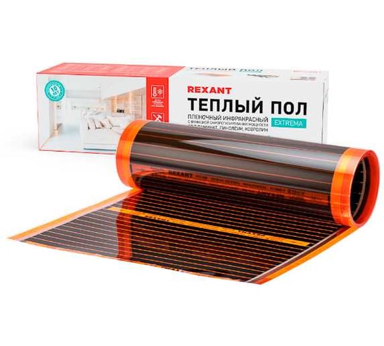 Изображение товара Пленочный теплый пол REXANT Extrema 220 В, 3 м², 0.5x6 м, 660 Вт 51-0524-7