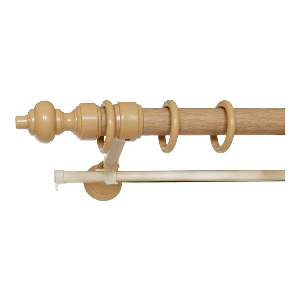 Изображение товара Деревянный двухрядный карниз УЮТ D28 275 см светлый дуб для штор