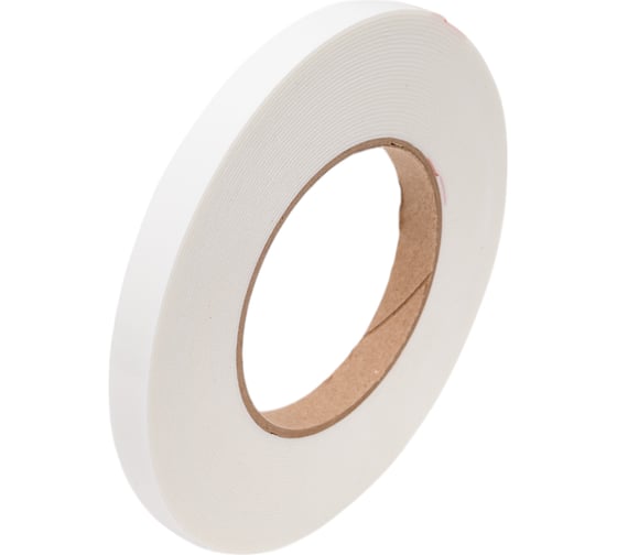 Изображение товара Двусторонняя клейкая лента на вспененной основе БИКОМ белая, 12 мм х 10 м, толщина 1 мм 345741