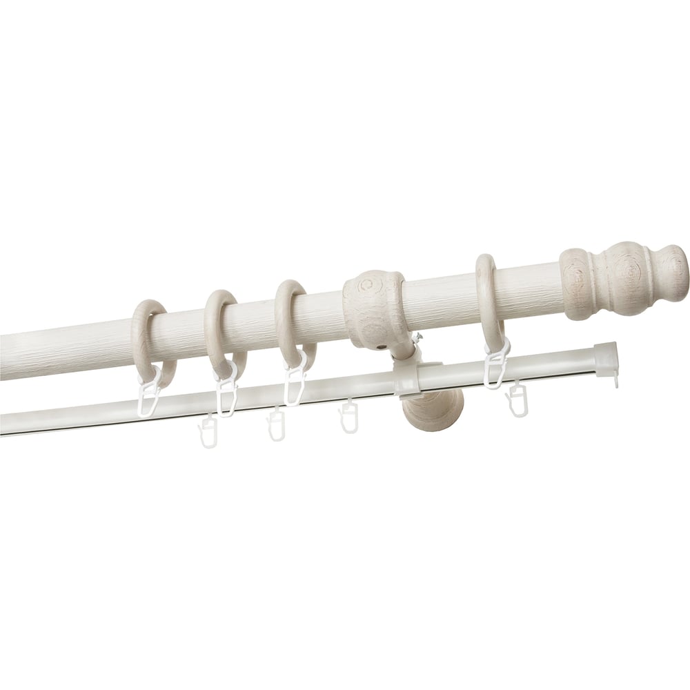 Изображение товара Деревянный двухрядный карниз тренд УЮТ D28 3 м белый ясень