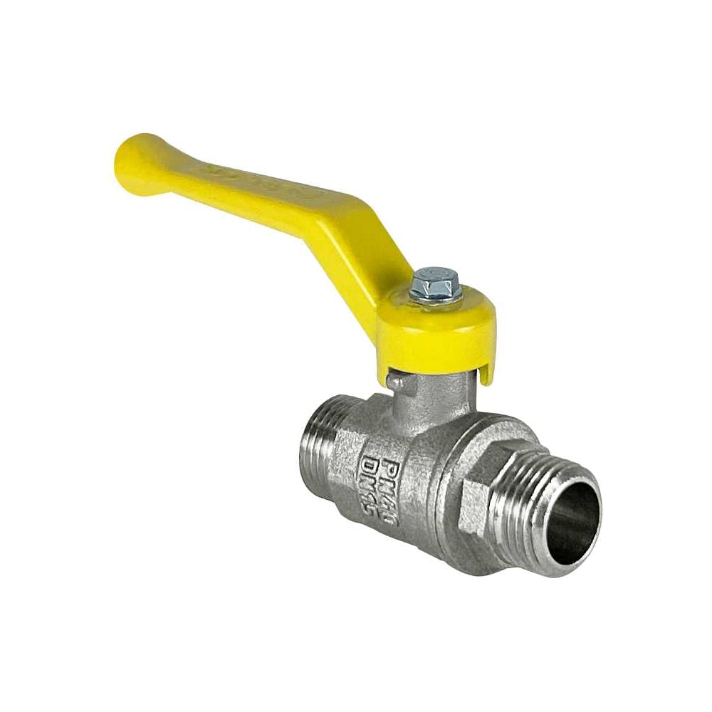 Шаровой кран Valfex N/P59 БИРКА для газа 3/4 НР/НР ручка-рычаг, латунный никелированный 11Б27фтМ (56/14) VF.270.NR3.034.N/P59.Bir