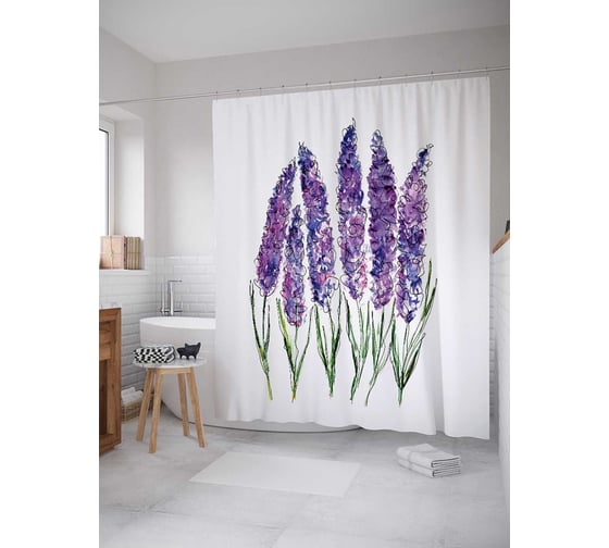 Изображение товара Штора (занавеска) для ванной JoyArty "Природная симметрия" из сатена, 180х200 см с крючками, sc_14536