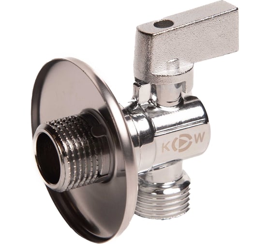 Изображение товара Шаровой кран KROMWELL угловой для подключения сантехнических приборов 1/2" x 3/4" наружная - наружная резьба KW.191.0405