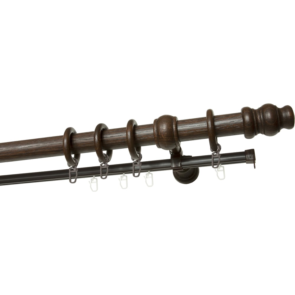 Изображение товара Деревянный круглый двухрядный карниз УЮТ D28, каштан, 300 см