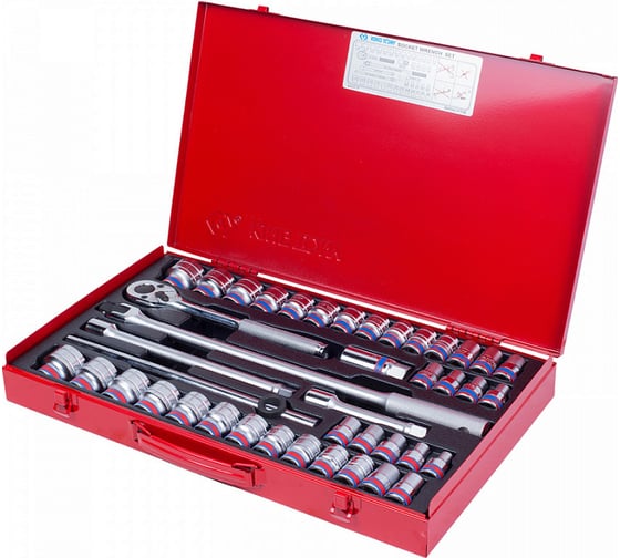 Изображение товара Набор торцевых головок с принадлежностями KING TONY 1/2", шестигранные, 10-32 мм, 5/16"-1-1/4", 42 4542CR02