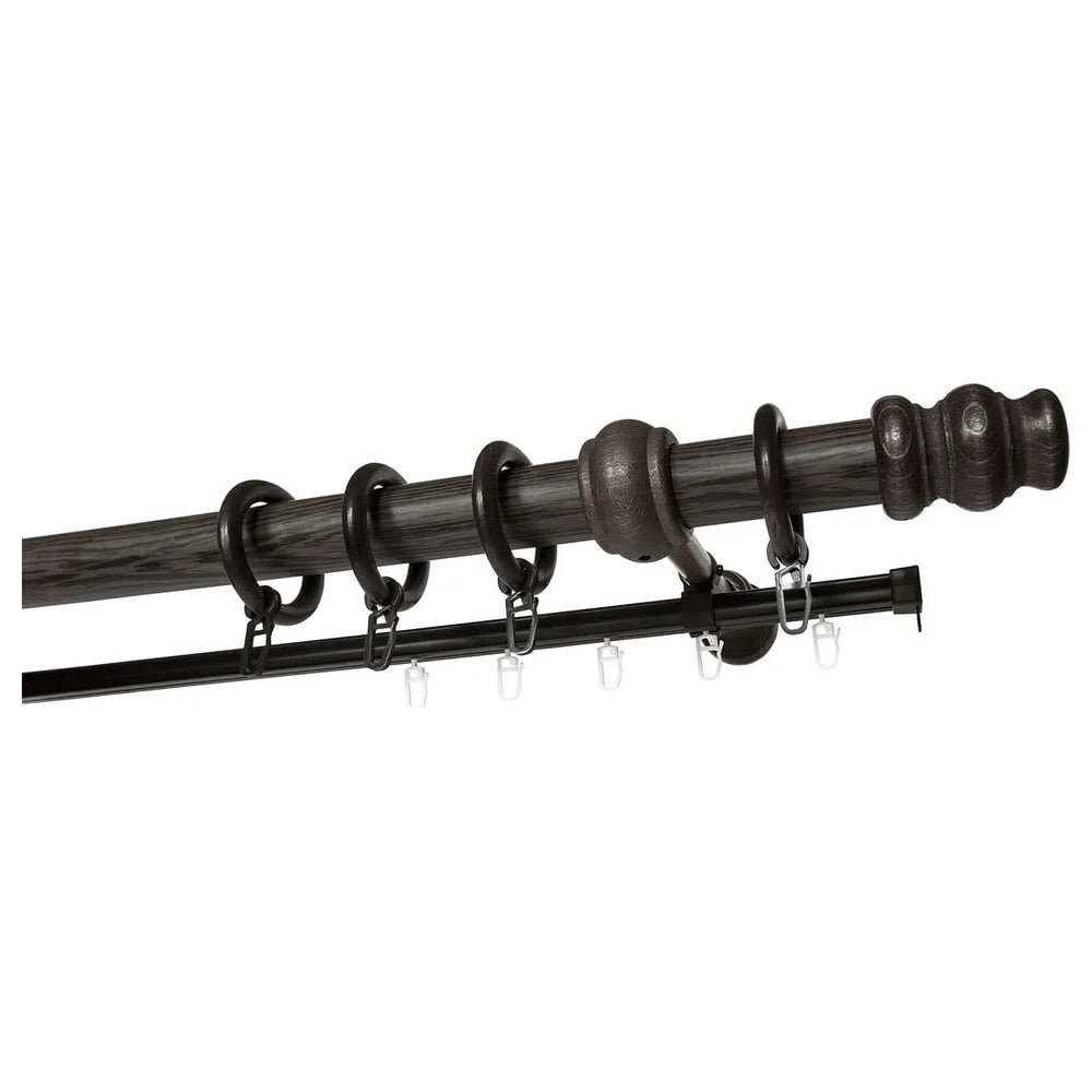 Изображение товара Деревянный двухрядный круглый карниз УЮТ D28 400 см венге стиль классический