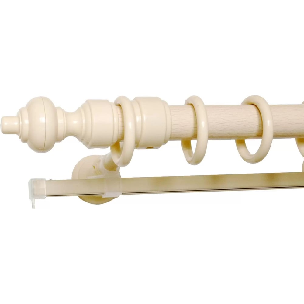 Изображение товара Деревянный двухрядный составной карниз УЮТ D28, 3.25м, натуральное дерево, классика