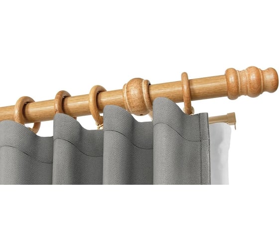 Изображение товара Деревянный круглый двухрядный составной карниз УЮТ D28 пластиковая фурнитура, цвет светлый дуб, 400 см 2027937